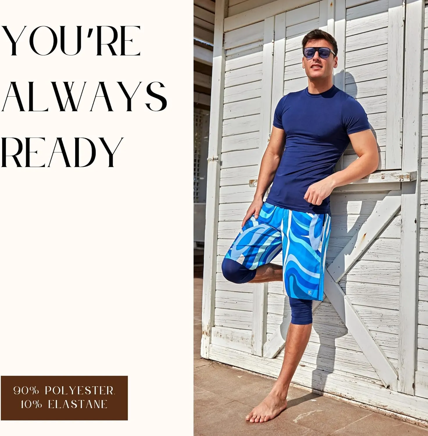 Islamic Men's Long-Fit Swimwear-Shorts | Knee-Length Modest Bathing Suits | Comfortable for Sports, Daily Wear