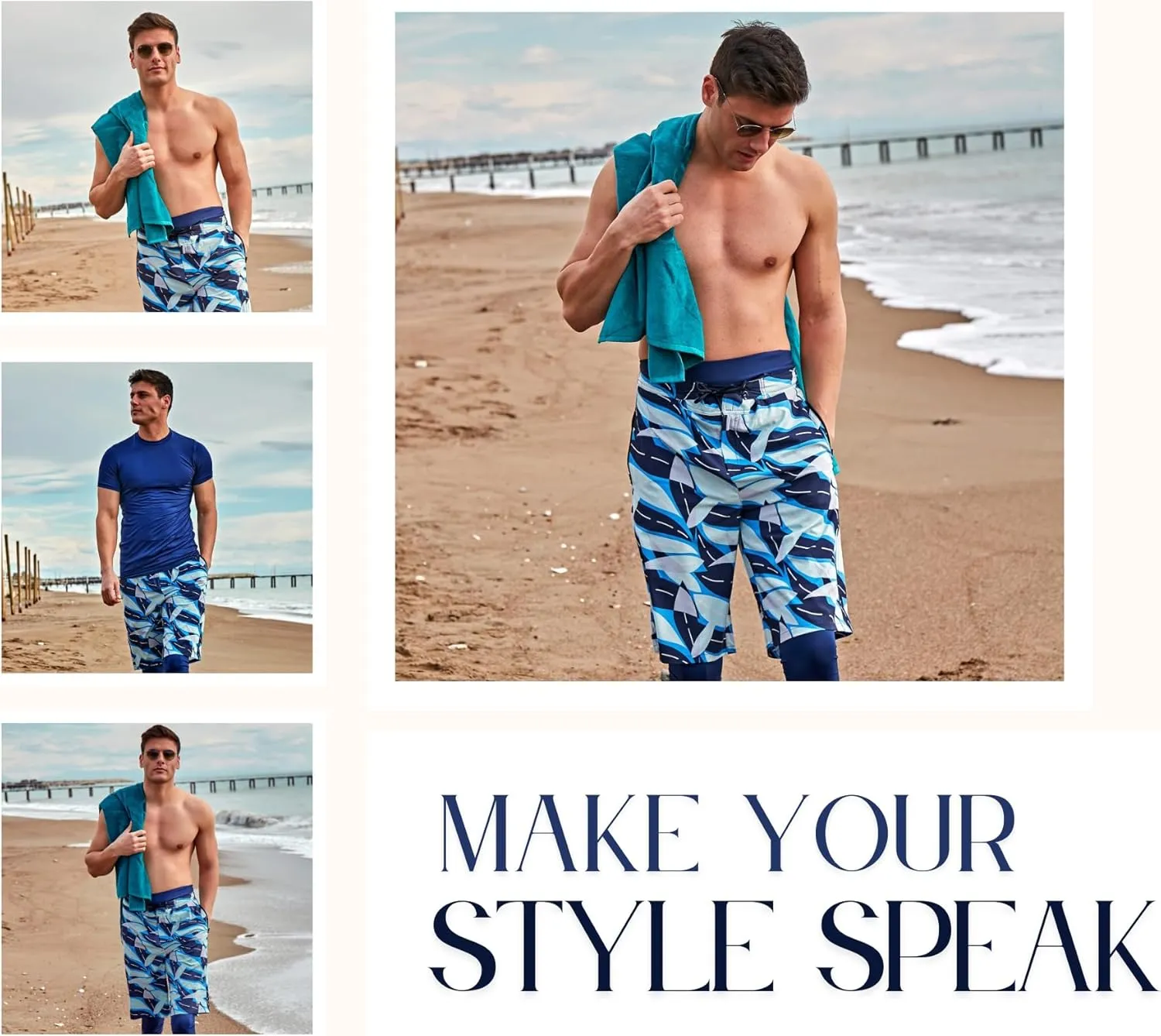 Islamic Men's Long-Fit Swimwear-Shorts | Knee-Length Modest Bathing Suits | Comfortable for Sports, Daily Wear