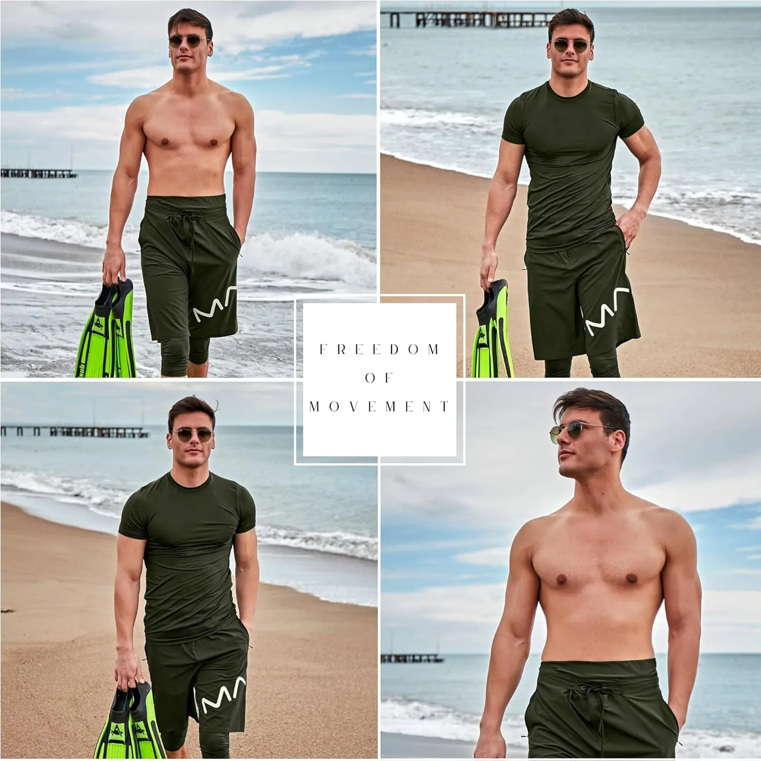 Islamic Men's Long-Fit Swimwear-Shorts | Knee-Length Modest Bathing Suits | Comfortable for Sports, Daily Wear
