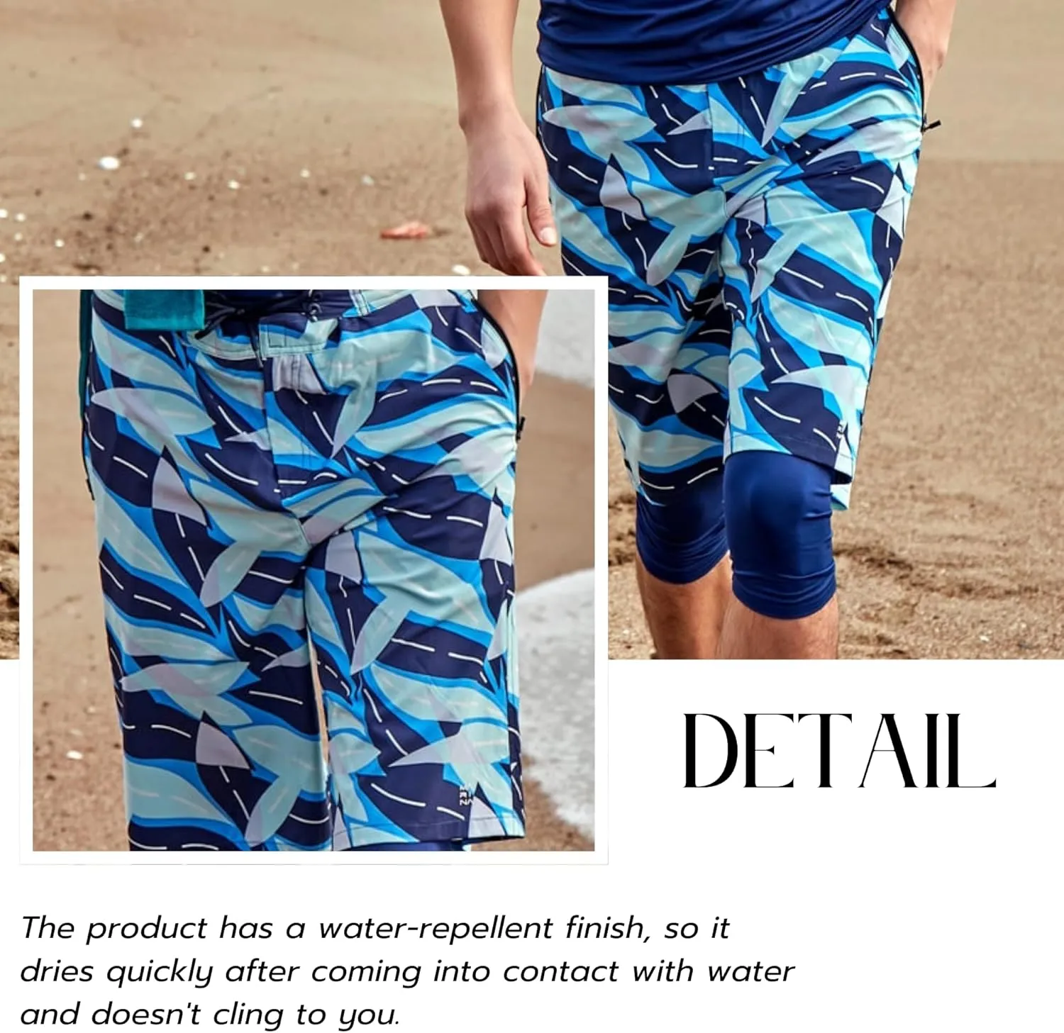 Islamic Men's Long-Fit Swimwear-Shorts | Knee-Length Modest Bathing Suits | Comfortable for Sports, Daily Wear