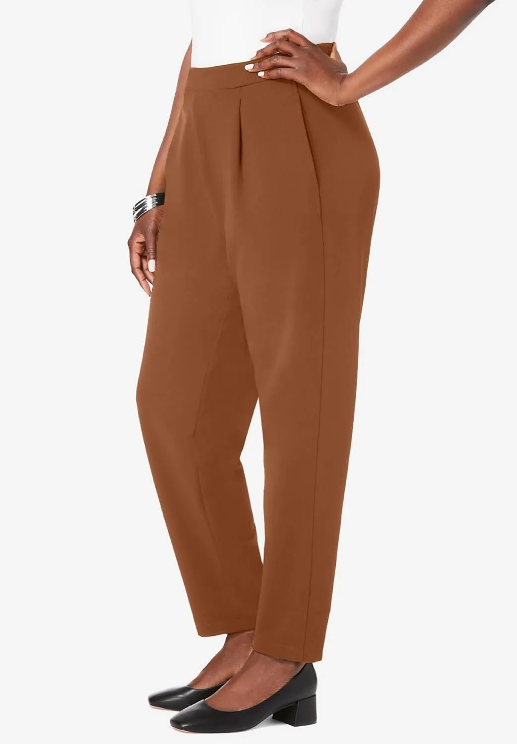 Jessica London Women's Plus Size Stretch Knit Elastic Pull-On Straight Leg Pants Trousers