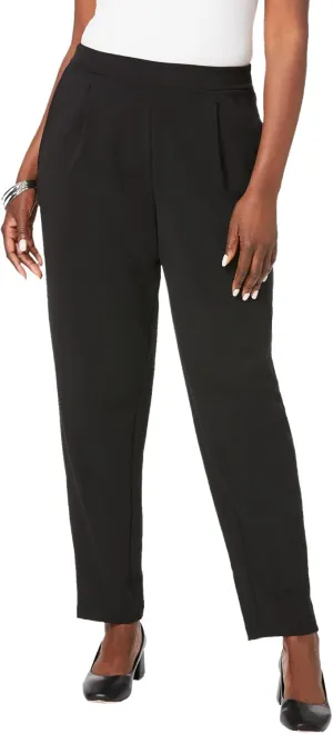 Jessica London Women's Plus Size Stretch Knit Elastic Pull-On Straight Leg Pants Trousers