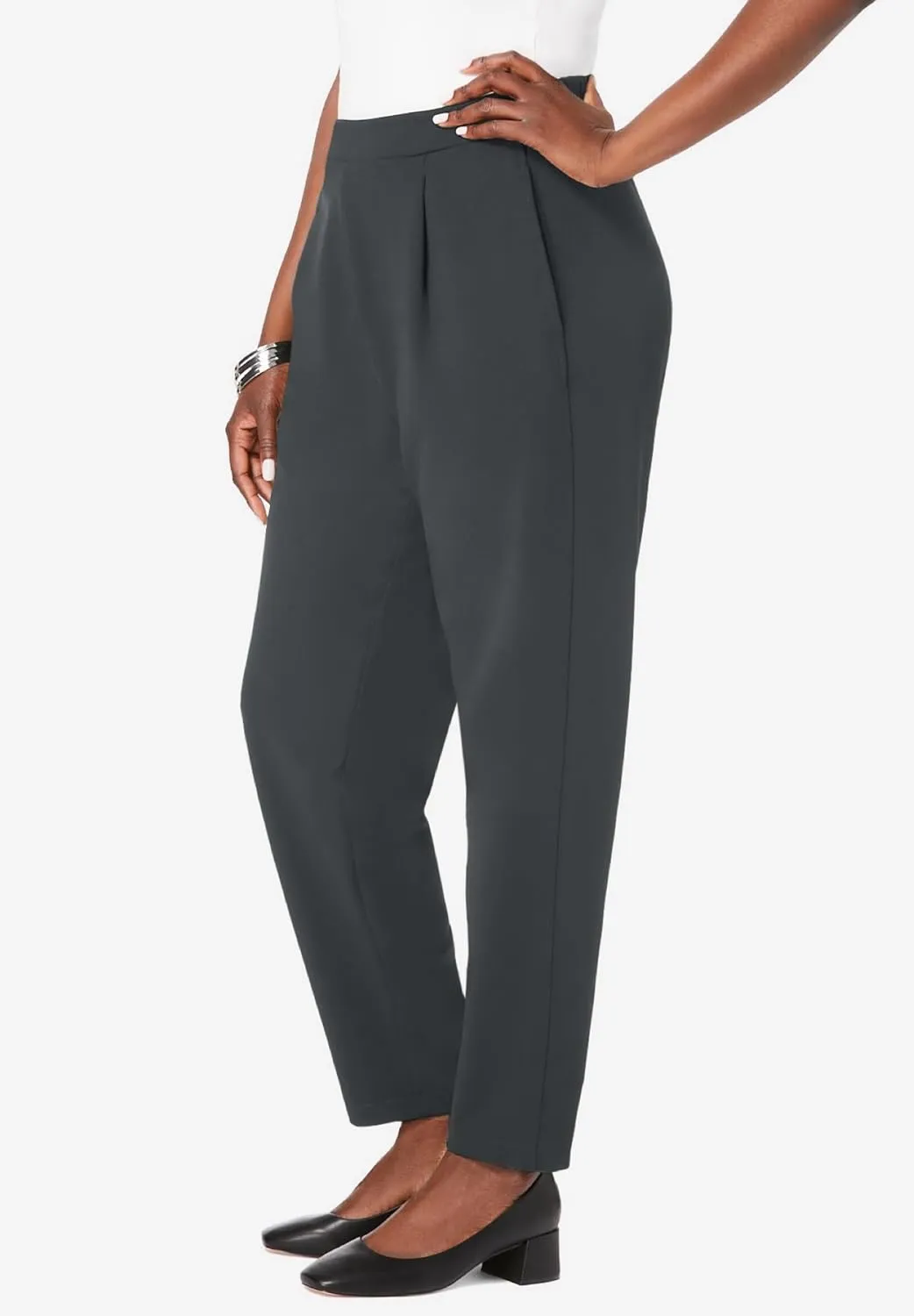 Jessica London Women's Plus Size Stretch Knit Elastic Pull-On Straight Leg Pants Trousers