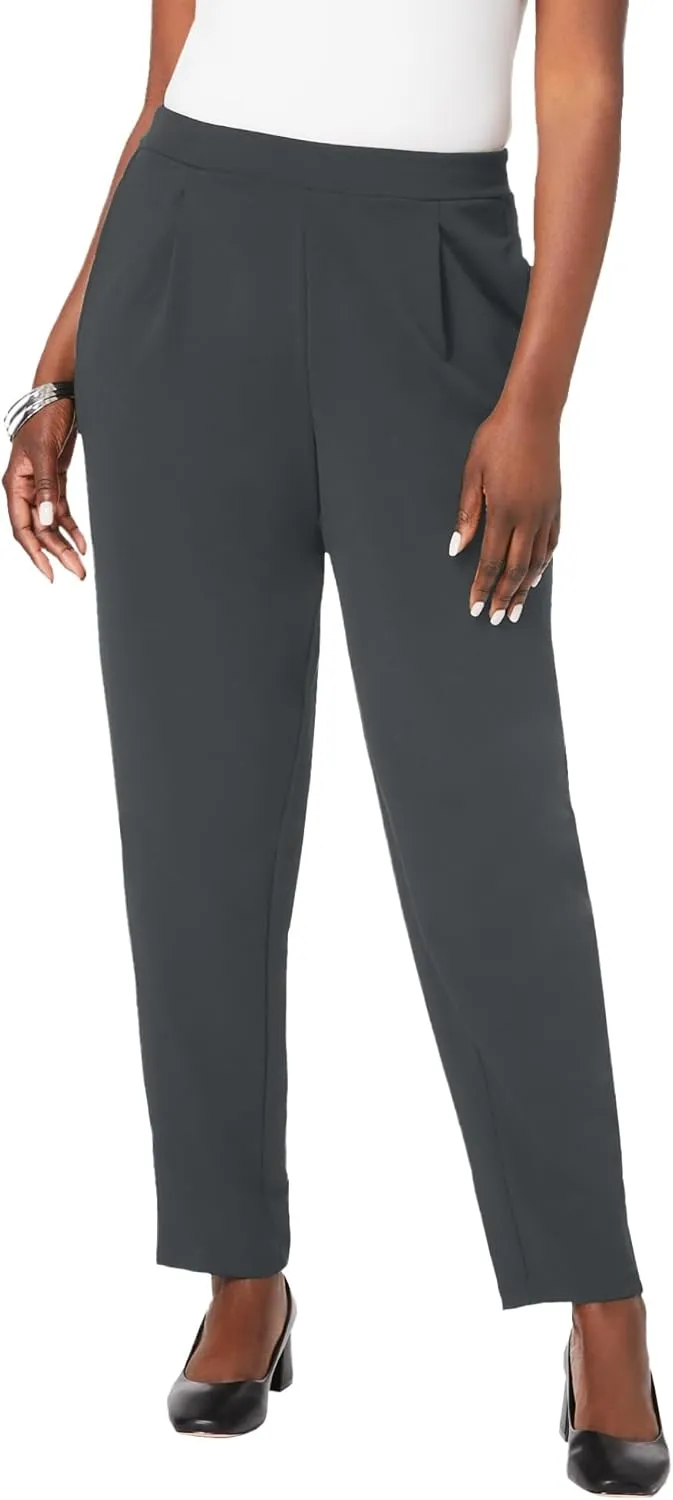 Jessica London Women's Plus Size Stretch Knit Elastic Pull-On Straight Leg Pants Trousers