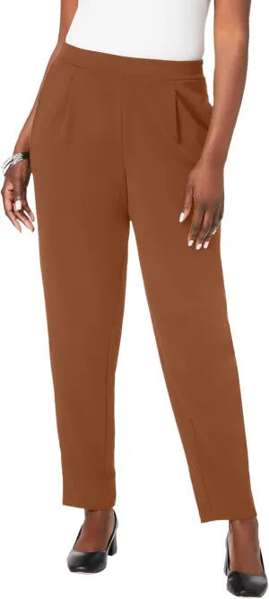Jessica London Women's Plus Size Stretch Knit Elastic Pull-On Straight Leg Pants Trousers