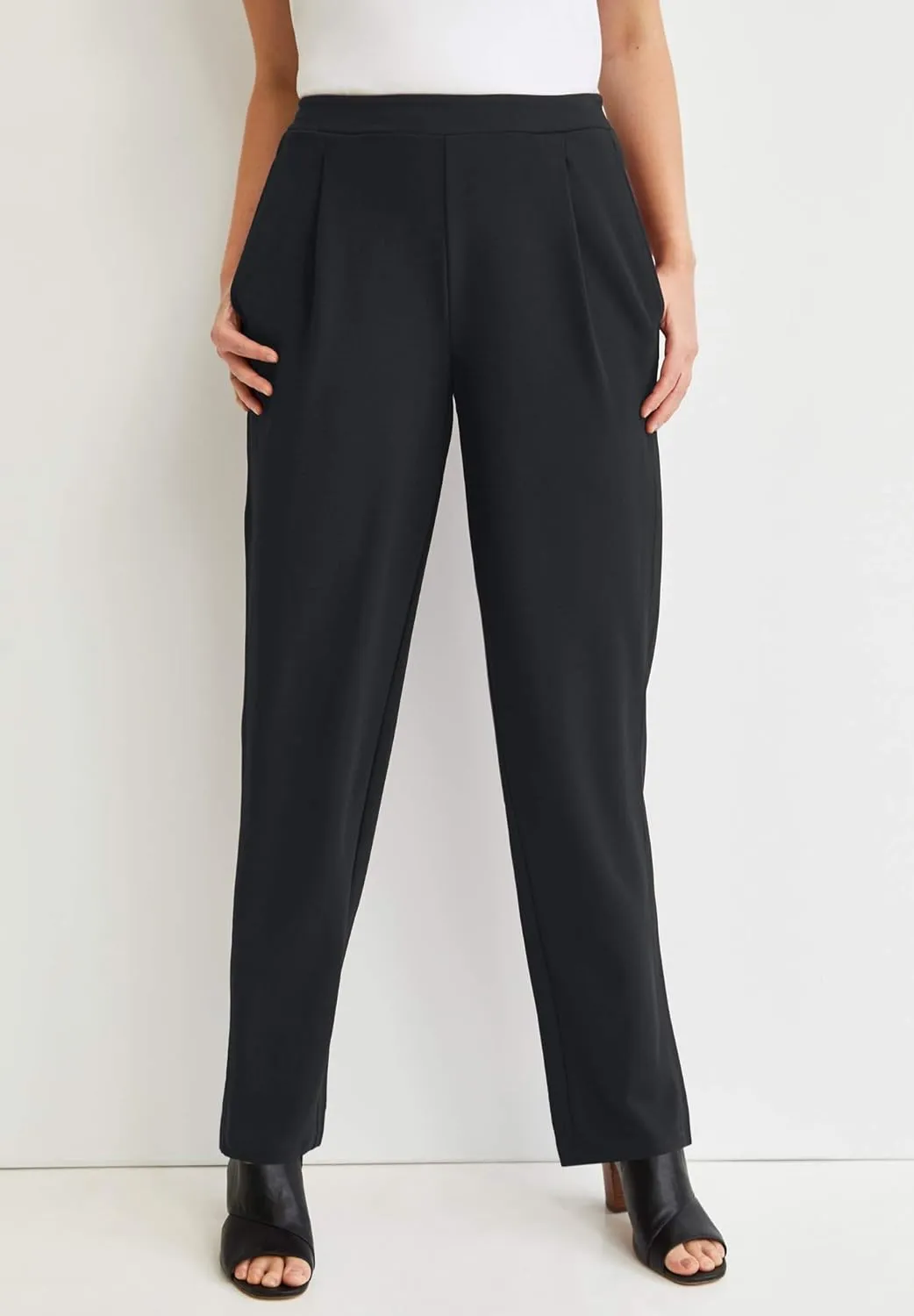 Jessica London Women's Plus Size Stretch Knit Elastic Pull-On Straight Leg Pants Trousers