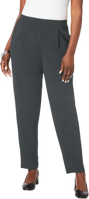 Jessica London Women's Plus Size Stretch Knit Elastic Pull-On Straight Leg Pants Trousers