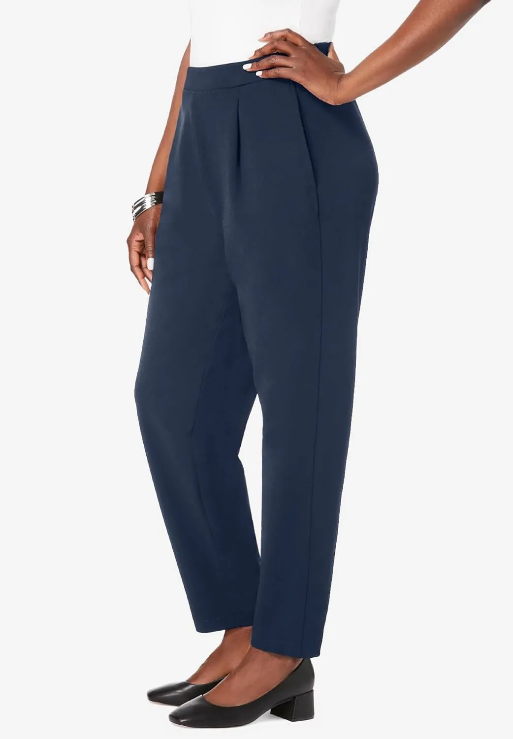 Jessica London Women's Plus Size Stretch Knit Elastic Pull-On Straight Leg Pants Trousers