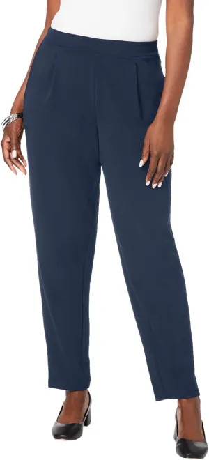 Jessica London Women's Plus Size Stretch Knit Elastic Pull-On Straight Leg Pants Trousers
