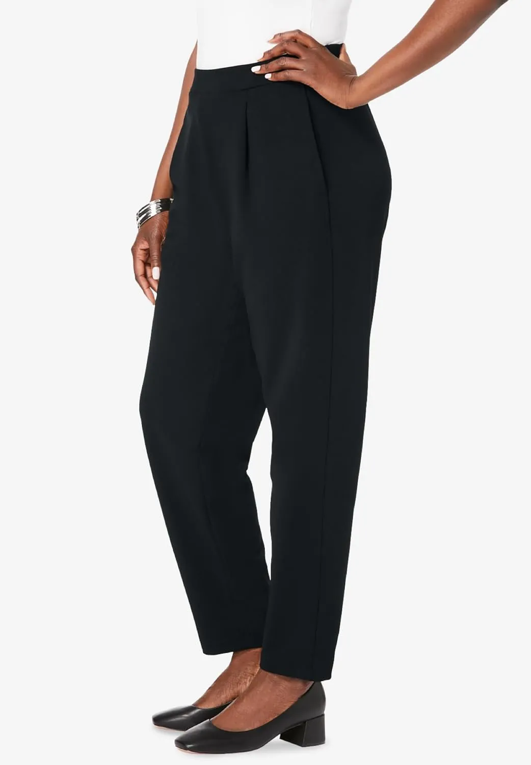 Jessica London Women's Plus Size Stretch Knit Elastic Pull-On Straight Leg Pants Trousers