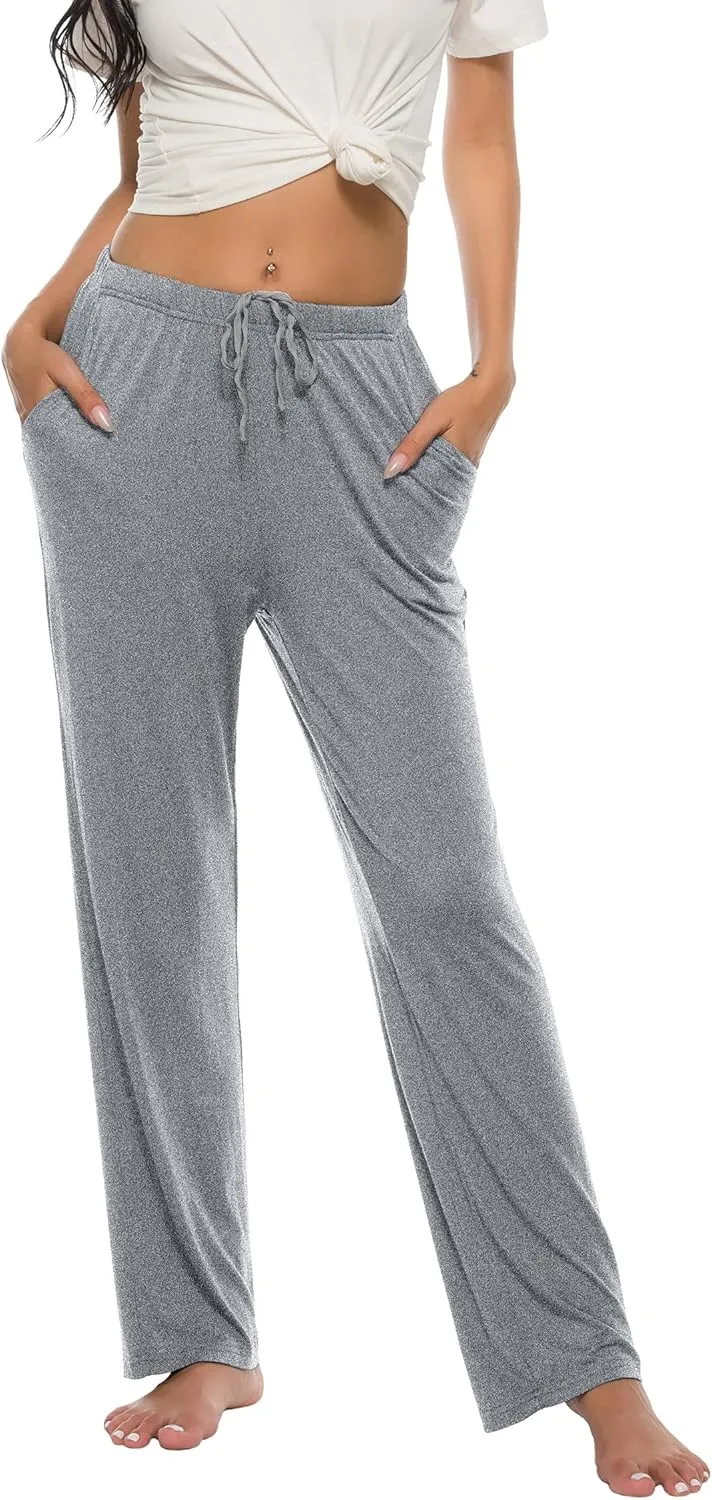 JINSHI Womens Pajama Pants with Pockets Soft Comfortable Lightweight Elastic Drawstring Modal Pajama Bottoms Lounge Pants