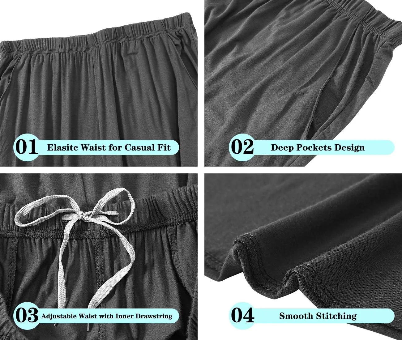 JINSHI Womens Pajama Pants with Pockets Soft Comfortable Lightweight Elastic Drawstring Modal Pajama Bottoms Lounge Pants