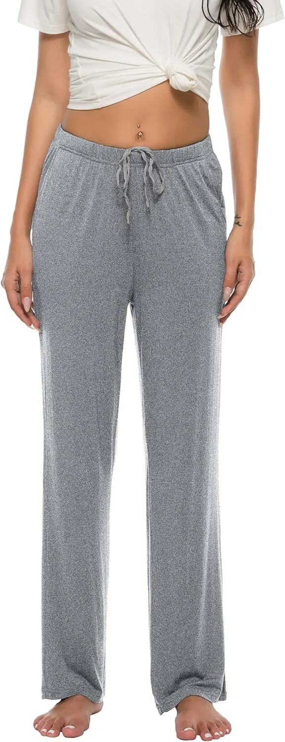 JINSHI Womens Pajama Pants with Pockets Soft Comfortable Lightweight Elastic Drawstring Modal Pajama Bottoms Lounge Pants