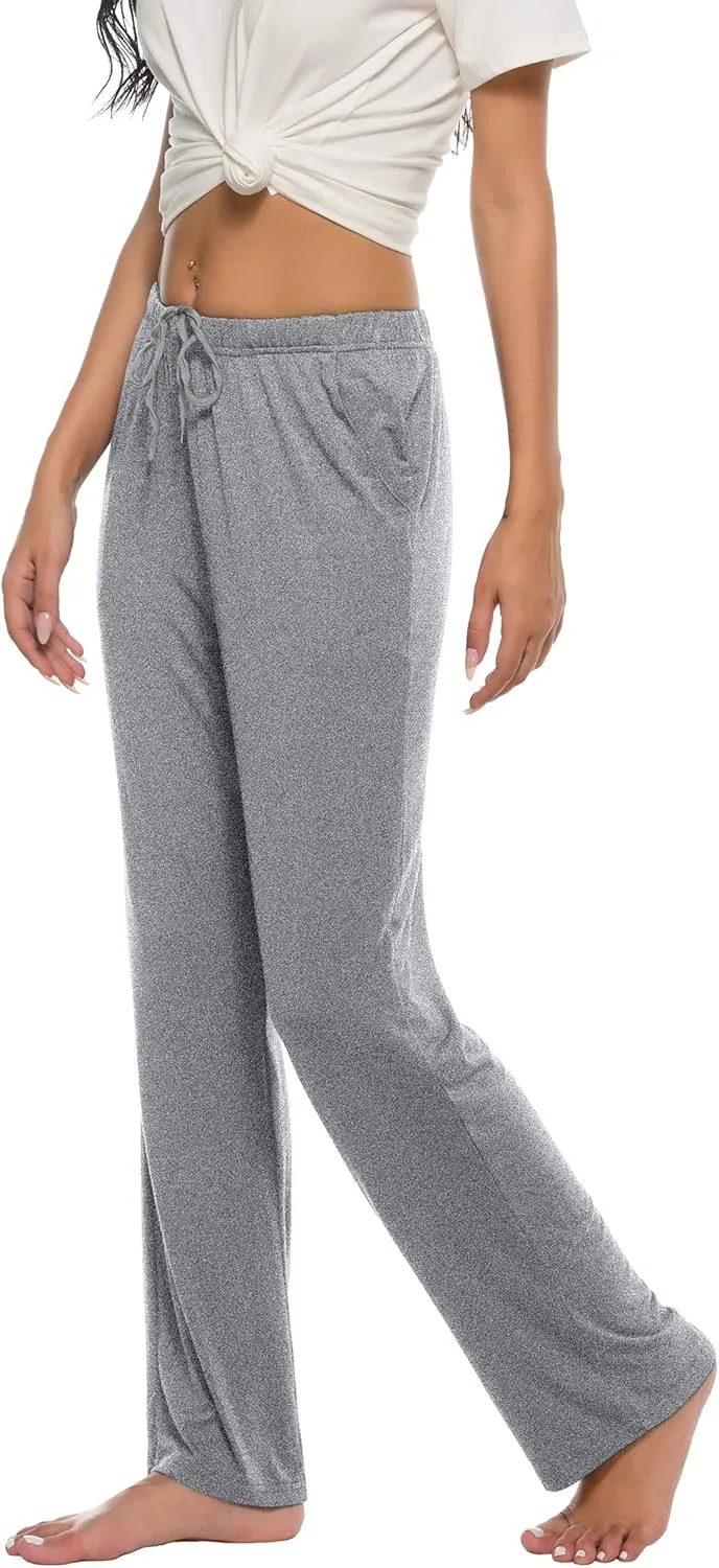 JINSHI Womens Pajama Pants with Pockets Soft Comfortable Lightweight Elastic Drawstring Modal Pajama Bottoms Lounge Pants