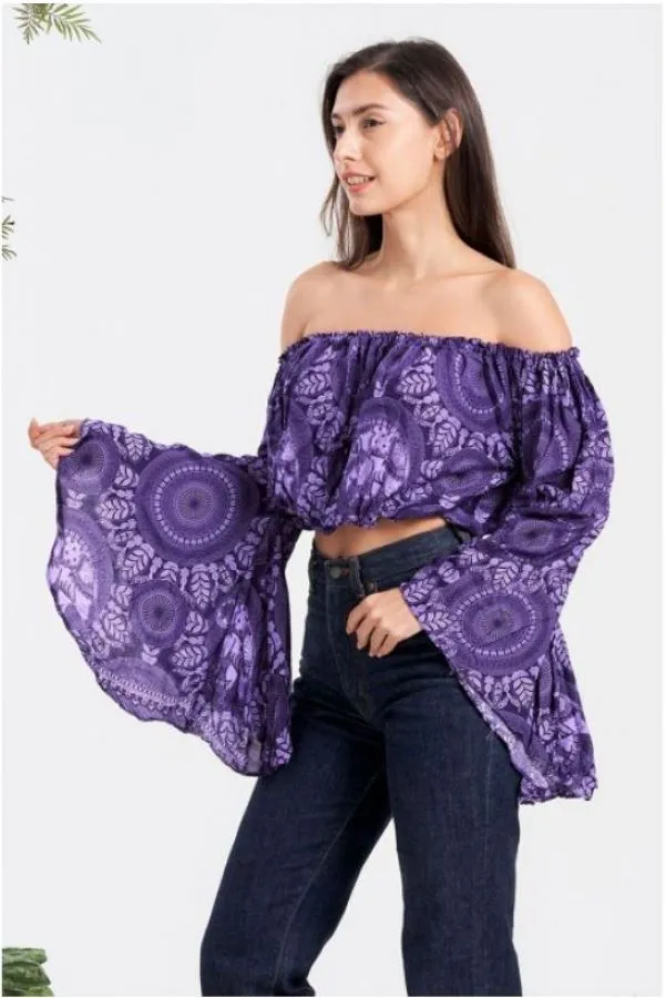 Jr Crop Top - Off Shoulder Bell Sleeves