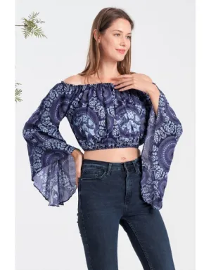 Jr Crop Top - Off Shoulder Bell Sleeves