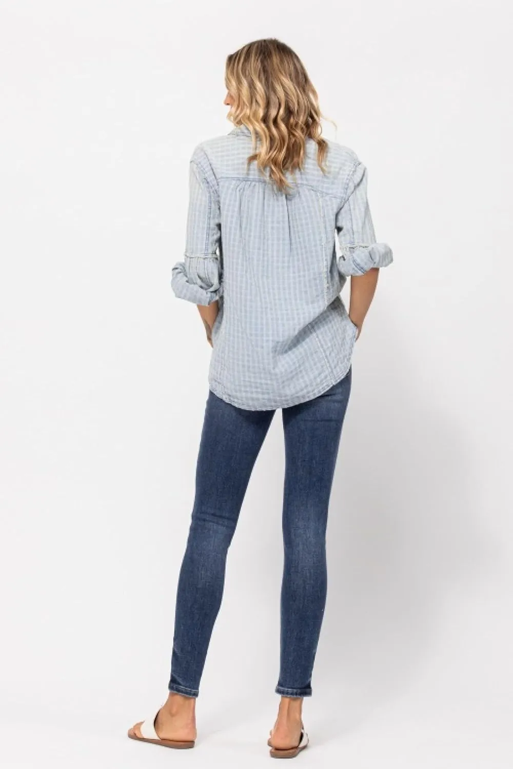 Judy Blue Classic Mid Rise Skinny Jeans for Women Handsand Comfortable Cotton Denim Pants-82252