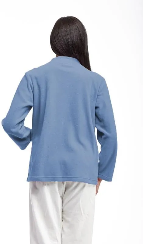 LA CERA Women's Embroidered Snap Front Fleece Bed Jacket