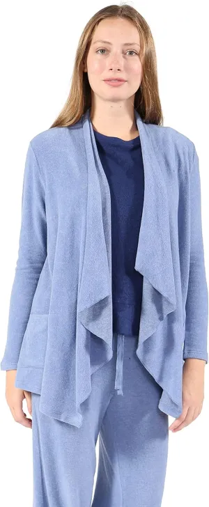 LA CERA Women's Open Front Casual Long Sleeve Knit Classic Sweaters Comfortable Brushed Cascase Cardigan