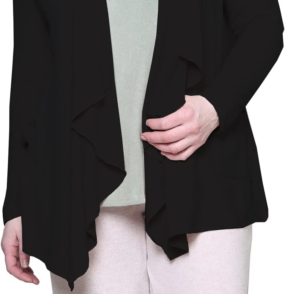 LA CERA Women's Open Front Casual Long Sleeve Knit Classic Sweaters Comfortable Brushed Cascase Cardigan
