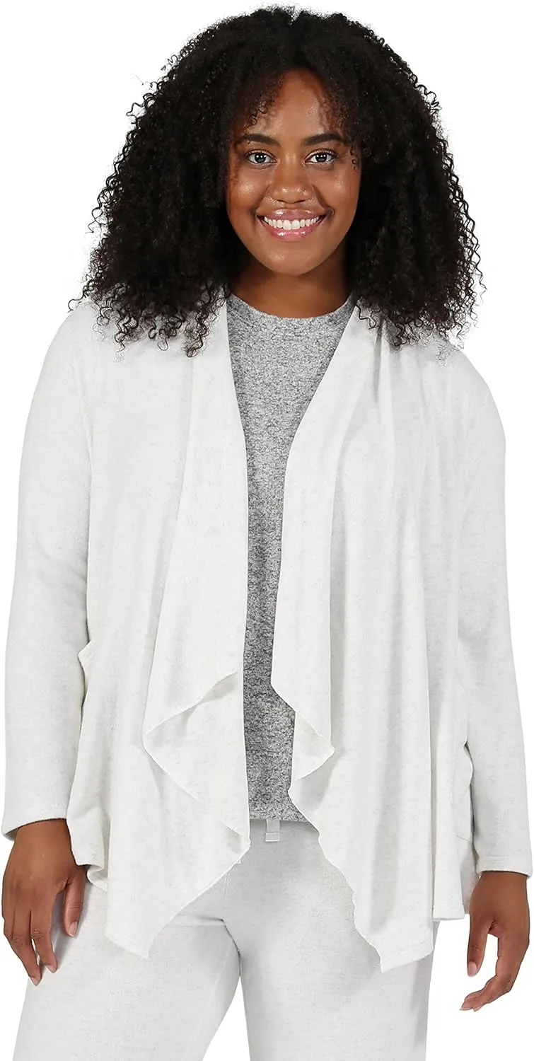 LA CERA Women's Open Front Casual Long Sleeve Knit Classic Sweaters Comfortable Brushed Cascase Cardigan