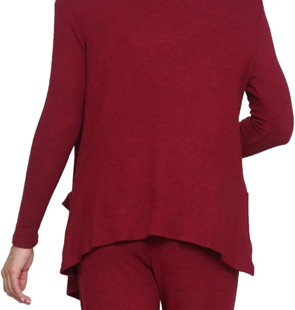 LA CERA Women's Open Front Casual Long Sleeve Knit Classic Sweaters Comfortable Brushed Cascase Cardigan