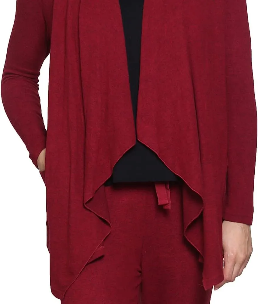 LA CERA Women's Open Front Casual Long Sleeve Knit Classic Sweaters Comfortable Brushed Cascase Cardigan