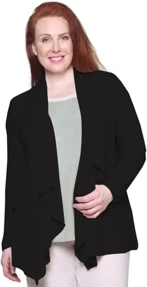LA CERA Women's Open Front Casual Long Sleeve Knit Classic Sweaters Comfortable Brushed Cascase Cardigan