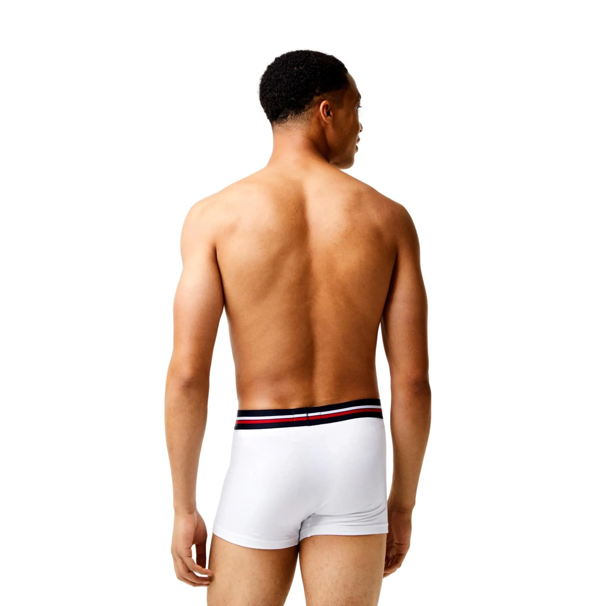 Lacoste Iconic Cotton Stretch Trunks 3 Pack - Navy Blue/Stripe/White