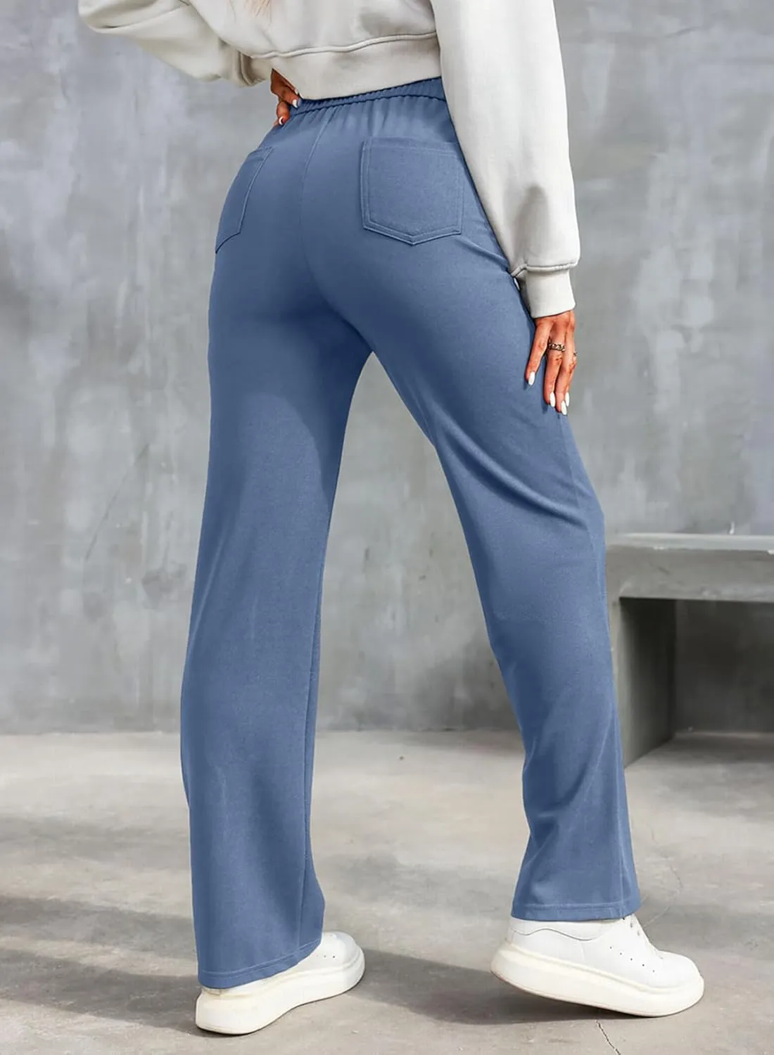 LAFOURAM Women's Straight Leg Pants High Waisted Business Casual Work Trousers with Pockets