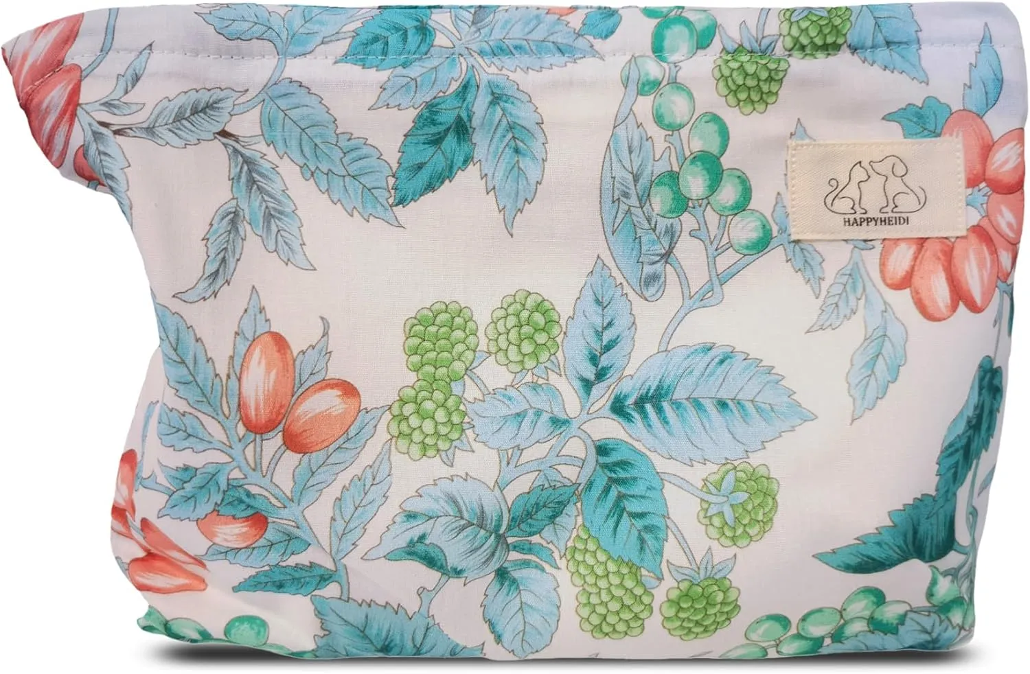 Large Soft Cotton Makeup Bag Cosmetic Travel Pouch, Canvas Lined, Make Up Purse Organizer, Berry Blue