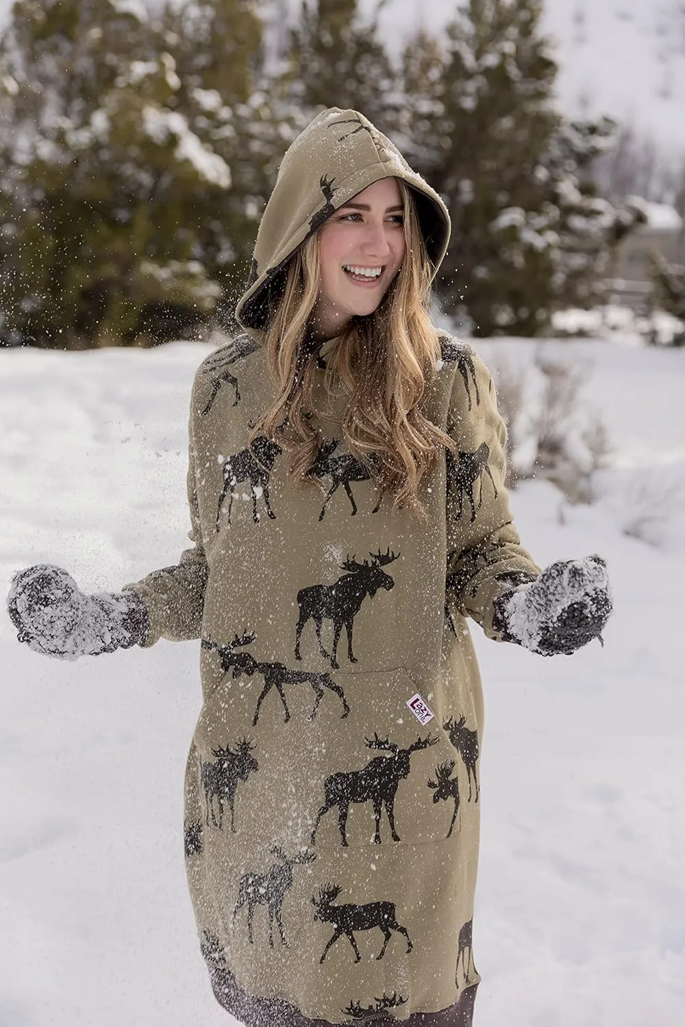 Lazy One Oversized Hoodie Sweatshirt, Comfortable Sleepwear, Sweater Dress for Women