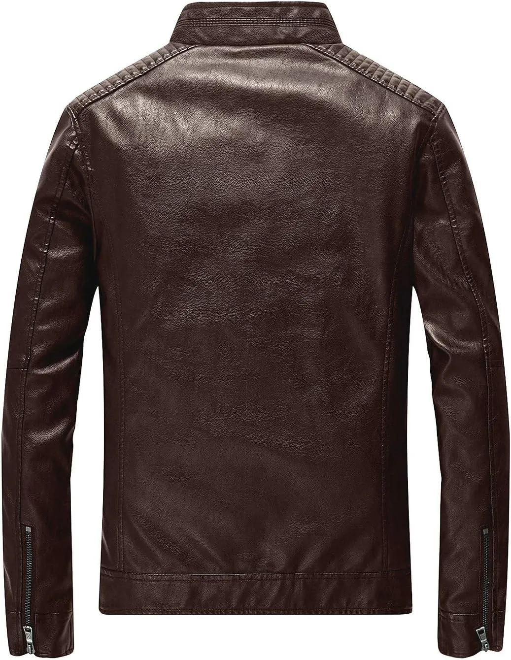 Leather Jacket Men Black Slim Fit Motorcyle Lightweight