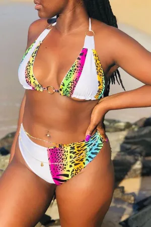Leopard Print Stylish Bikini With Rings