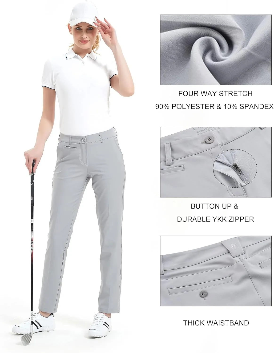Lesmart Womens Pants Golf Stretch Lightweight Breathable Quick Dry Work Ladies Golf Pants with Pockets