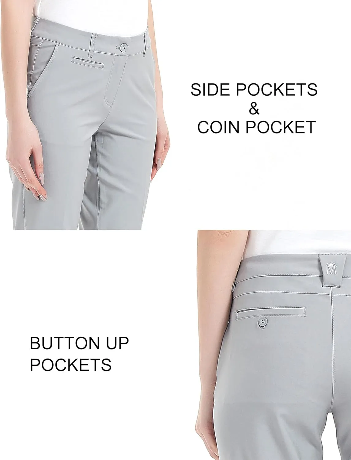 Lesmart Womens Pants Golf Stretch Lightweight Breathable Quick Dry Work Ladies Golf Pants with Pockets
