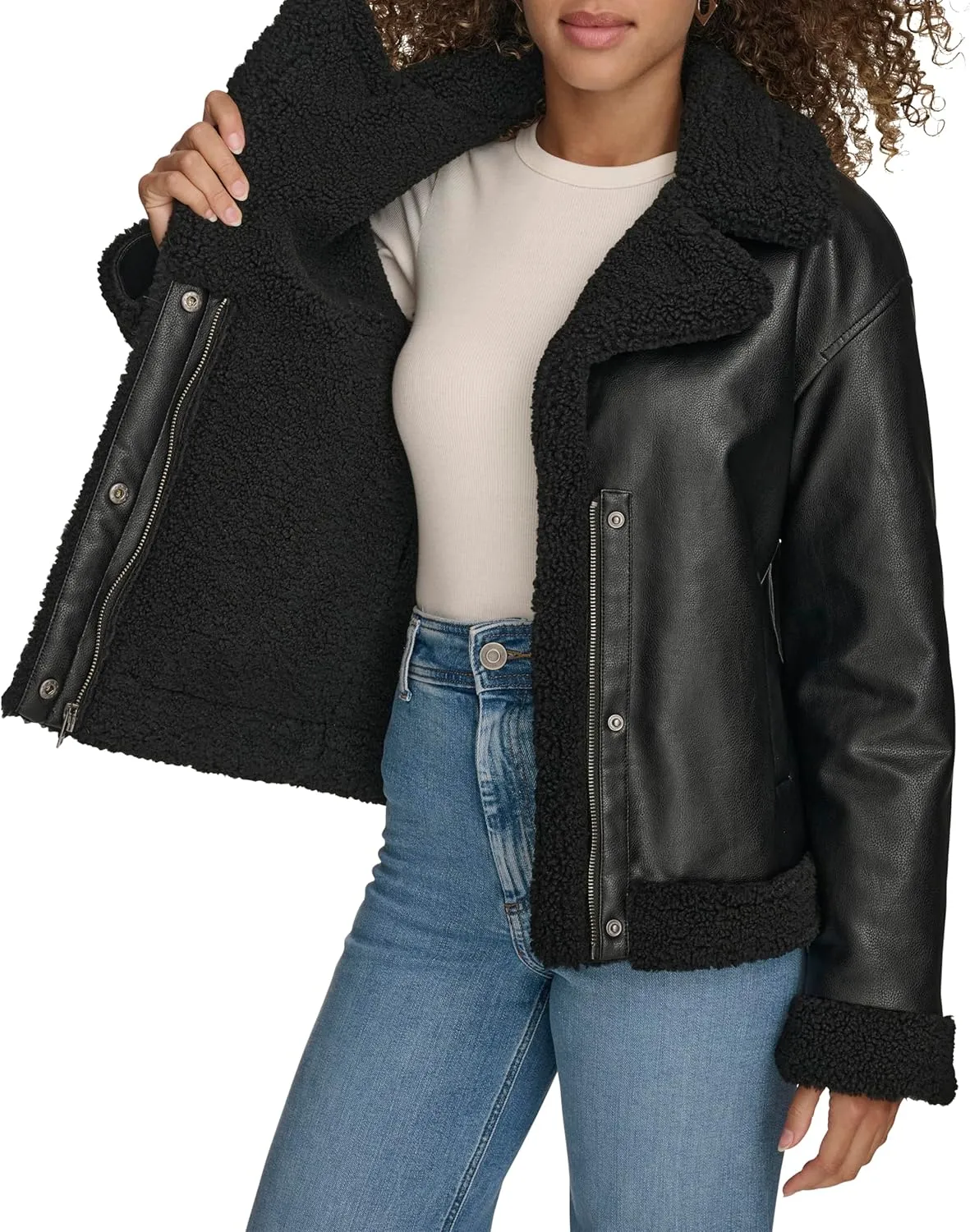 Levi's Women's Faux Leather Sherpa Lined Moto Jacket