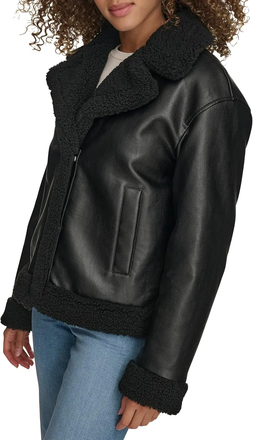 Levi's Women's Faux Leather Sherpa Lined Moto Jacket