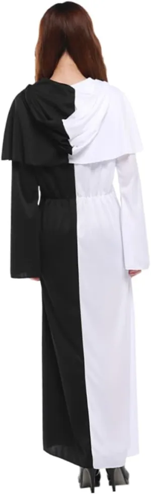 LIFKOME Hooded Cloak Vintage Halloween Witch Robe Comfortable for Role Play Stage Performances