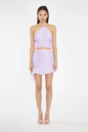 Light-Violet Asymmetric Ruched Mini-Skirt