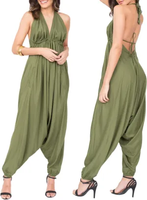 likemary Jumpsuits for Women - Comfortable & Sexy Onesie Halter Jumpsuit - One Size Rompers with Pockets - Sleeveless Jumper