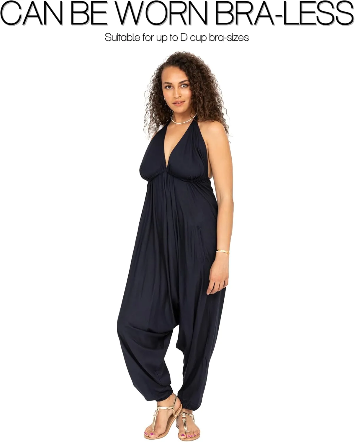 likemary Jumpsuits for Women - Comfortable & Sexy Onesie Halter Jumpsuit - One Size Rompers with Pockets - Sleeveless Jumper