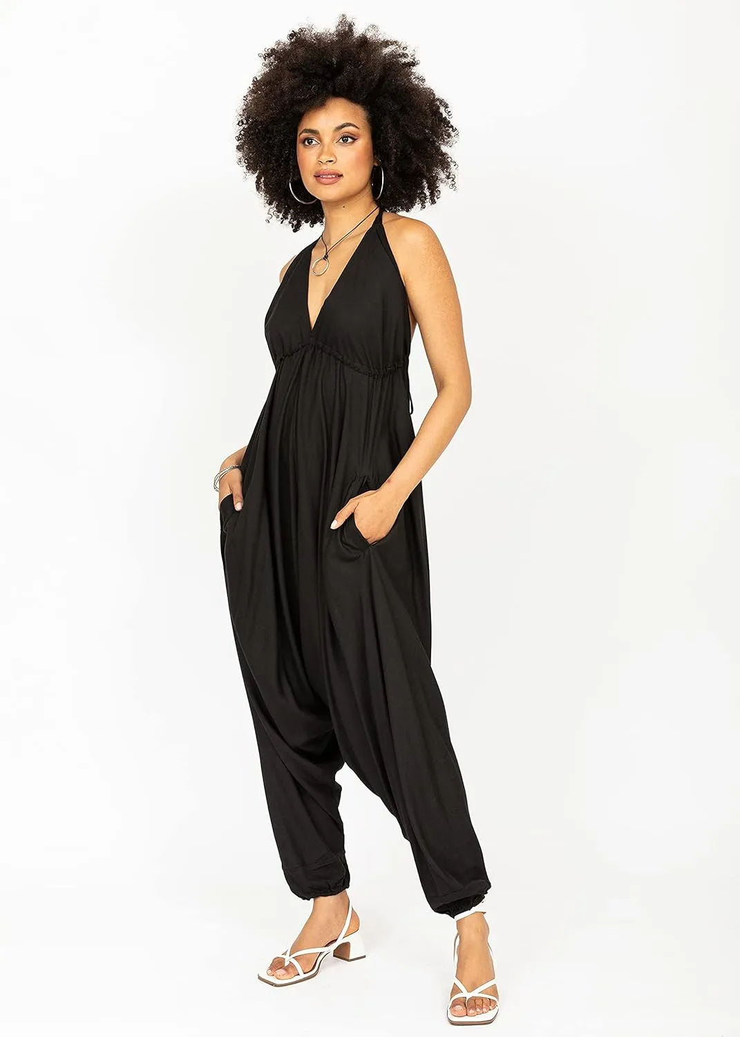 likemary Jumpsuits for Women - Comfortable & Sexy Onesie Halter Jumpsuit - One Size Rompers with Pockets - Sleeveless Jumper