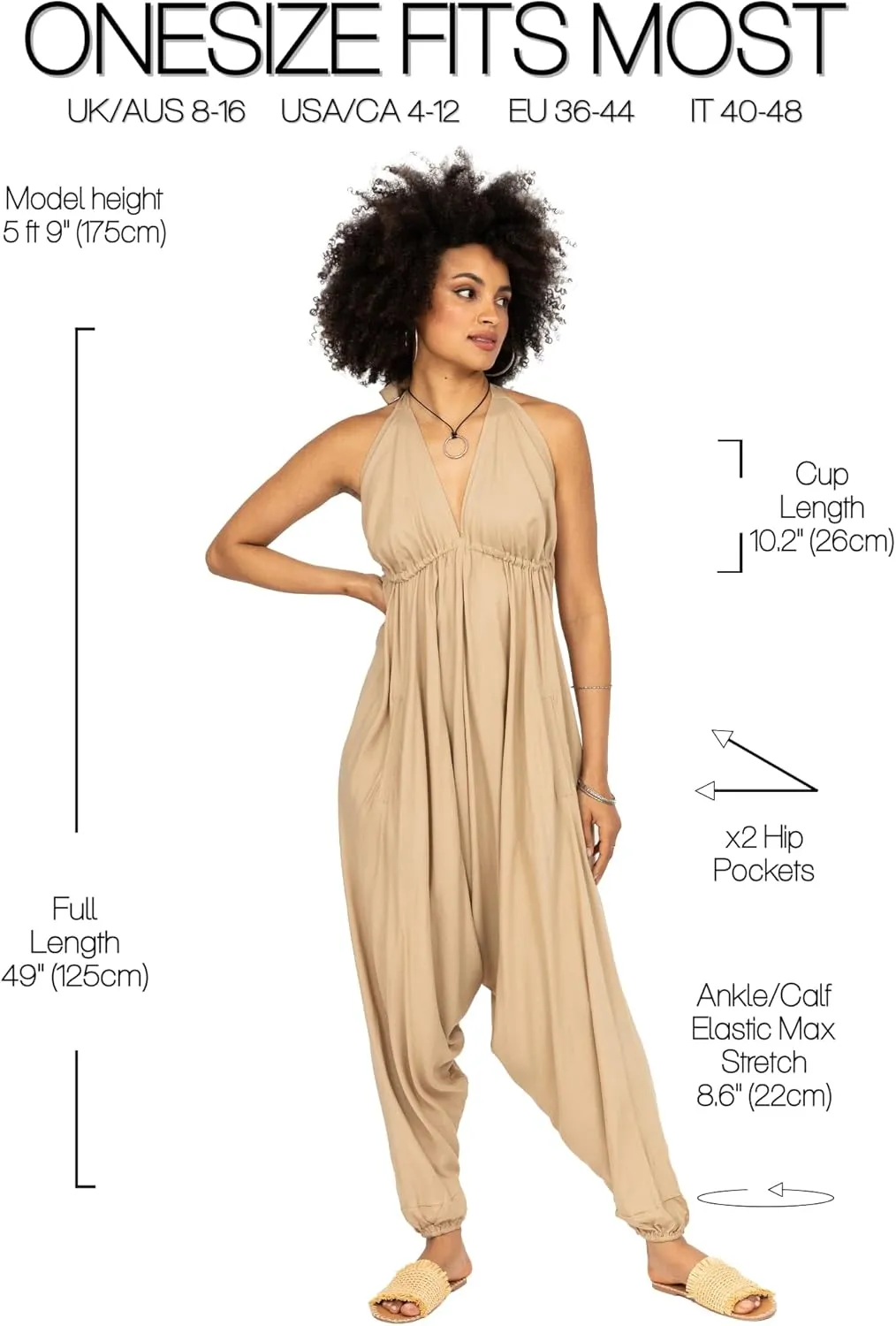 likemary Jumpsuits for Women - Comfortable & Sexy Onesie Halter Jumpsuit - One Size Rompers with Pockets - Sleeveless Jumper