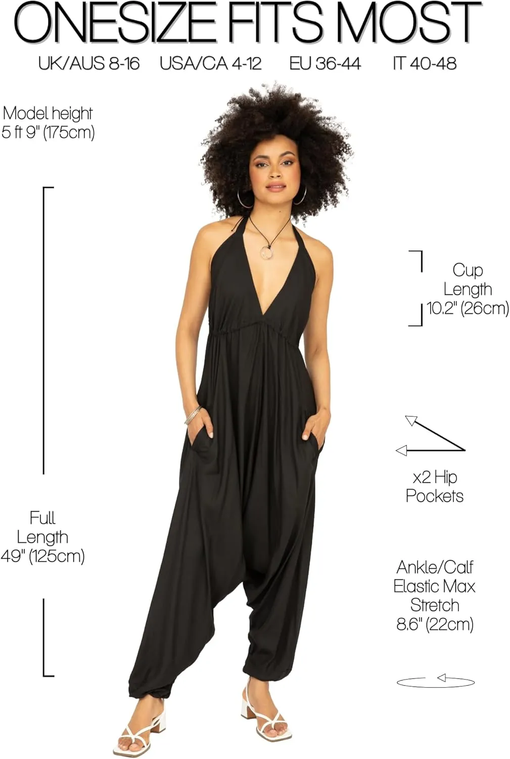 likemary Jumpsuits for Women - Comfortable & Sexy Onesie Halter Jumpsuit - One Size Rompers with Pockets - Sleeveless Jumper