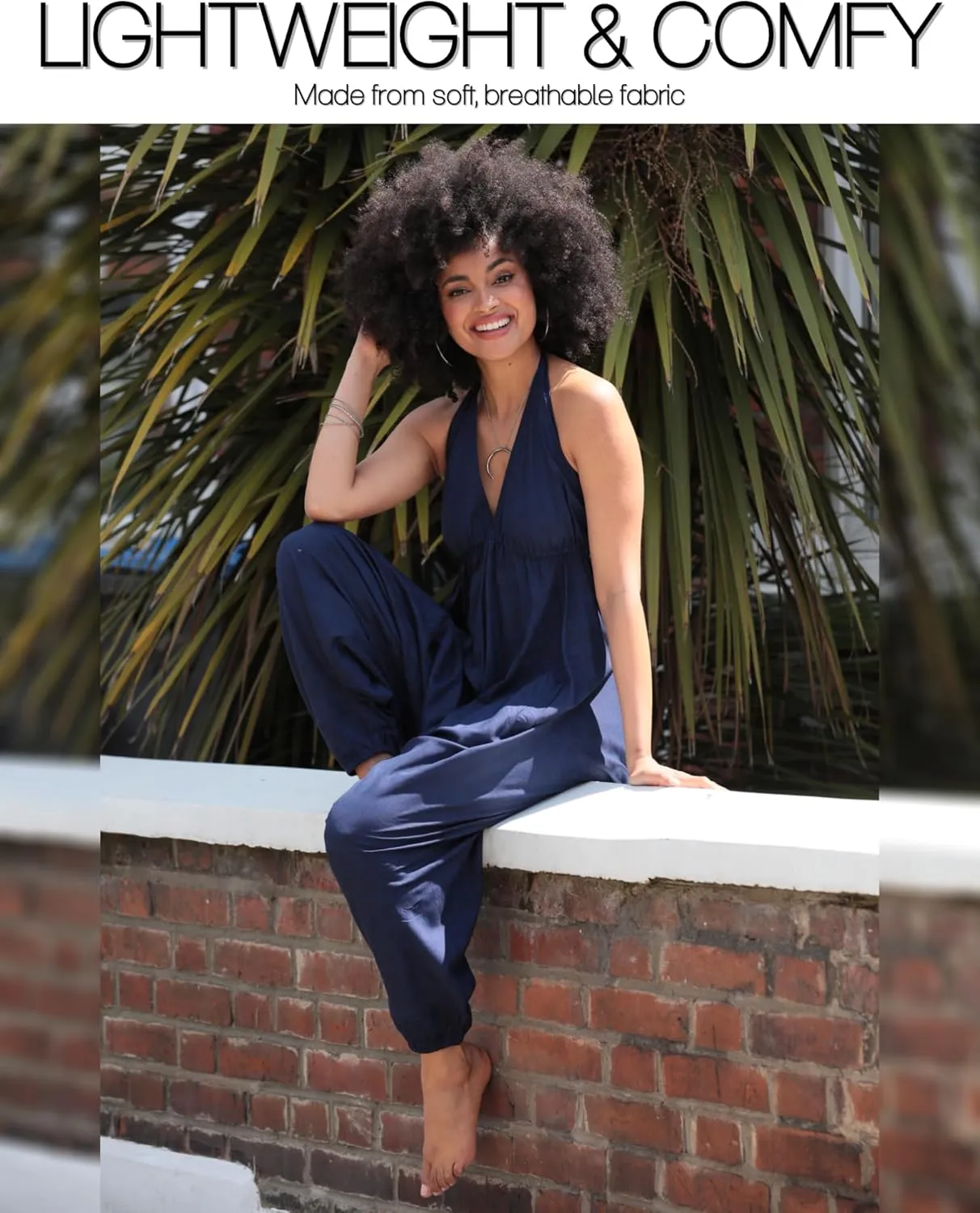 likemary Jumpsuits for Women - Comfortable & Sexy Onesie Halter Jumpsuit - One Size Rompers with Pockets - Sleeveless Jumper
