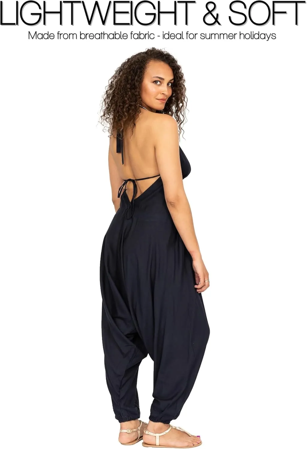 likemary Jumpsuits for Women - Comfortable & Sexy Onesie Halter Jumpsuit - One Size Rompers with Pockets - Sleeveless Jumper