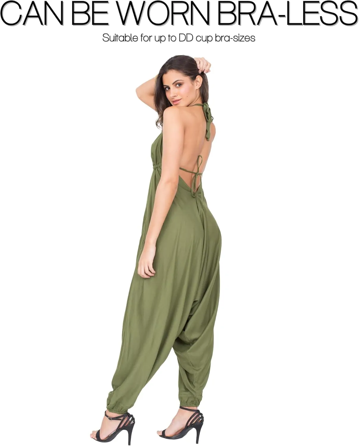 likemary Jumpsuits for Women - Comfortable & Sexy Onesie Halter Jumpsuit - One Size Rompers with Pockets - Sleeveless Jumper