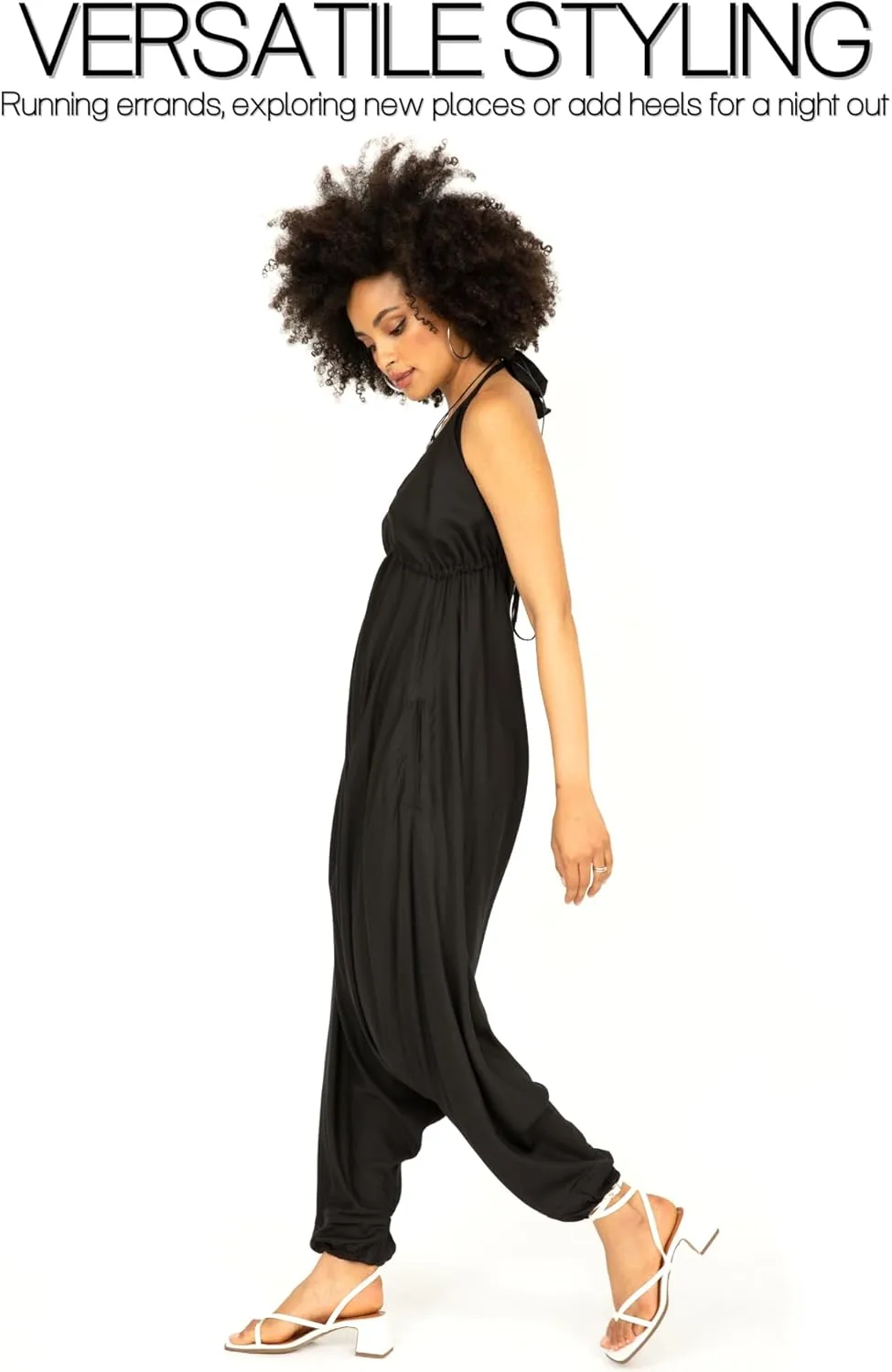 likemary Jumpsuits for Women - Comfortable & Sexy Onesie Halter Jumpsuit - One Size Rompers with Pockets - Sleeveless Jumper