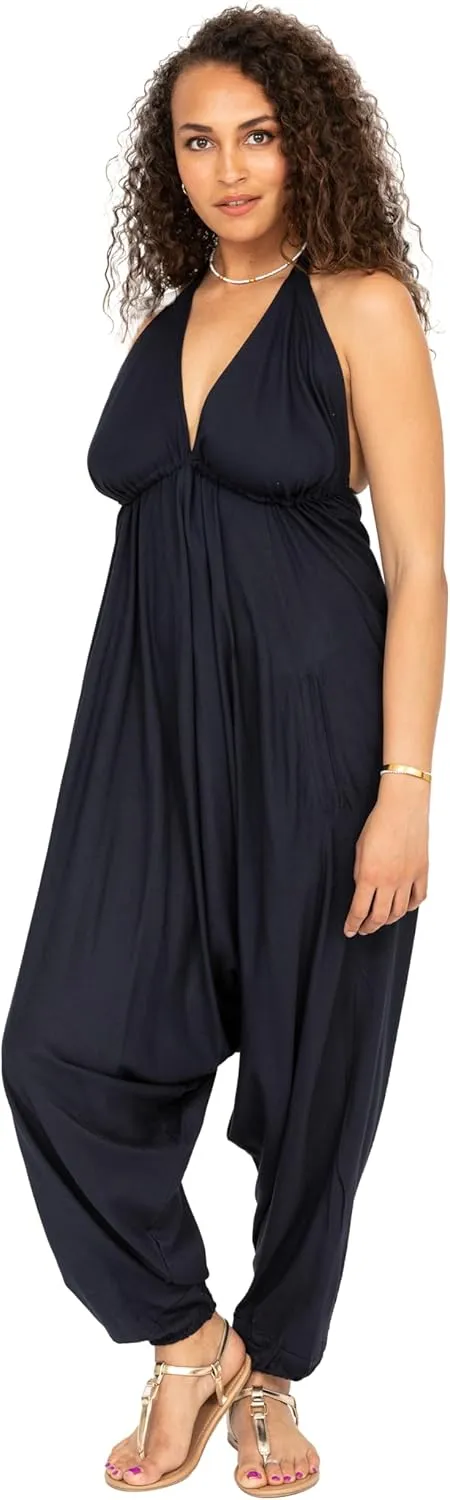 likemary Jumpsuits for Women - Comfortable & Sexy Onesie Halter Jumpsuit - One Size Rompers with Pockets - Sleeveless Jumper